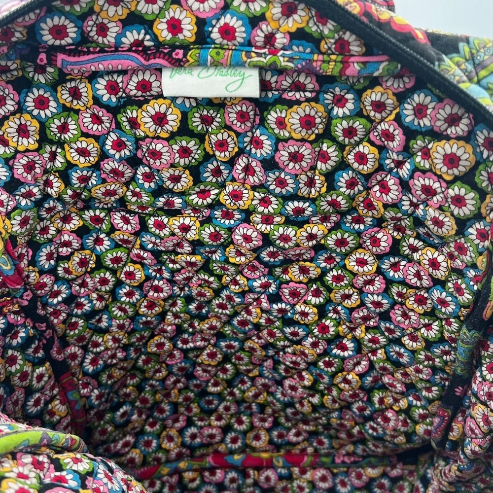 Vera Bradley Quilted Cotton Backpack Black Floral 15